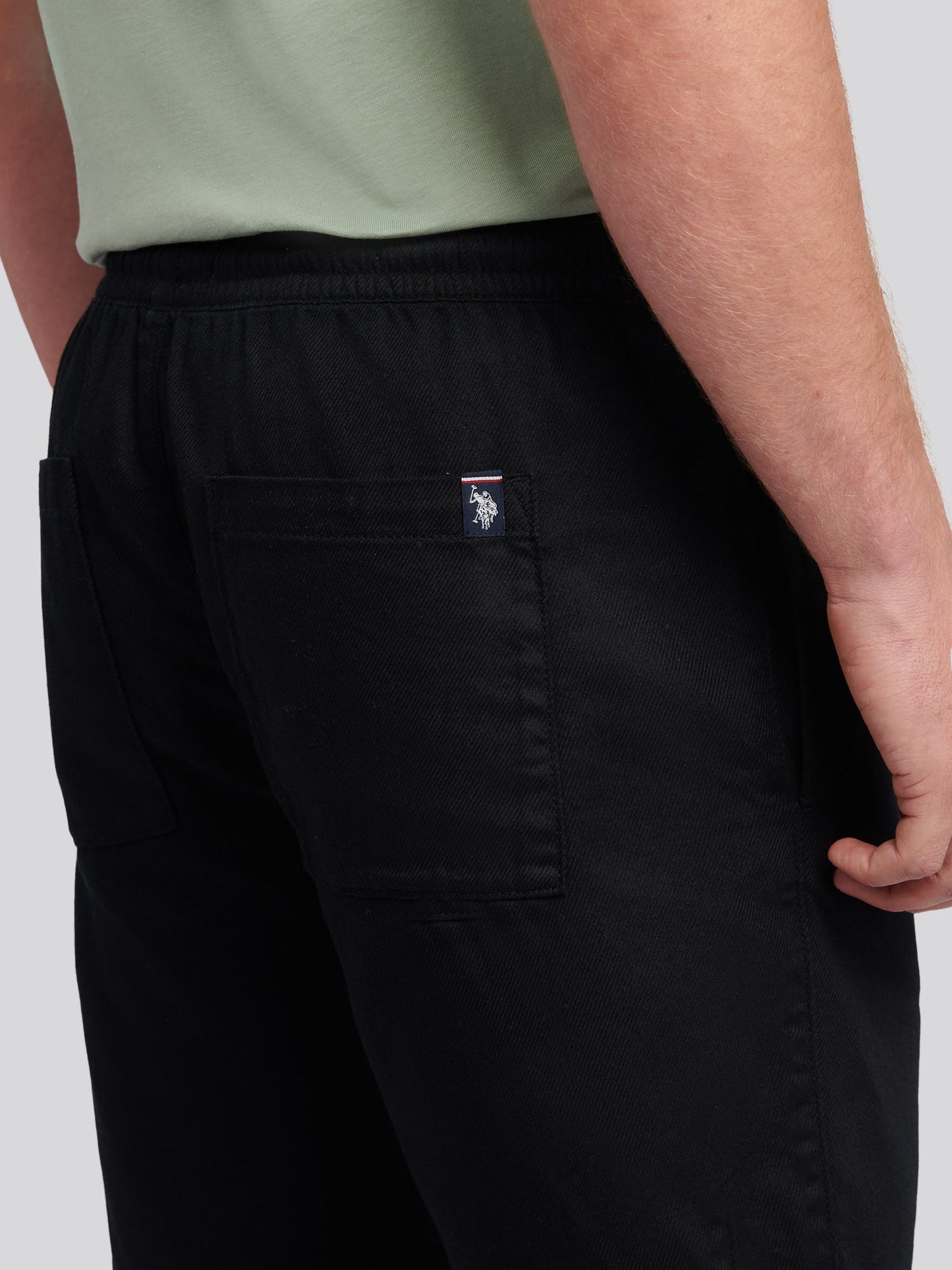 Mens Cotton Twill Drawstring Short in Black