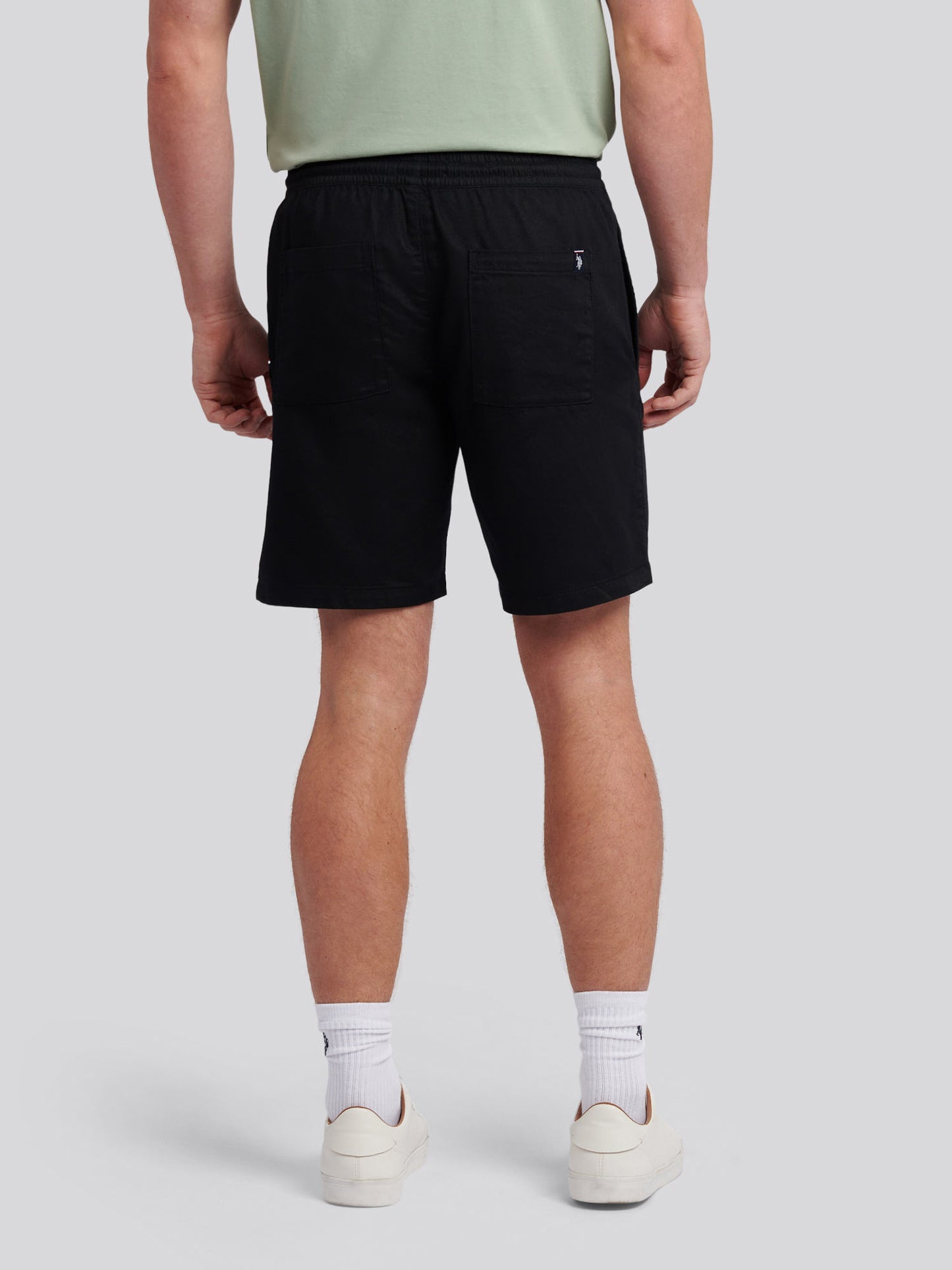 Mens Cotton Twill Drawstring Short in Black