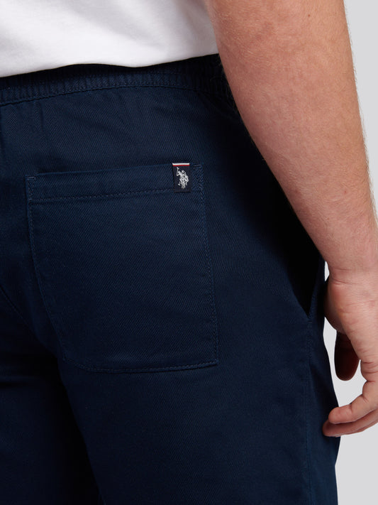 Mens Cotton Twill Drawstring Short in Dark Sapphire Navy