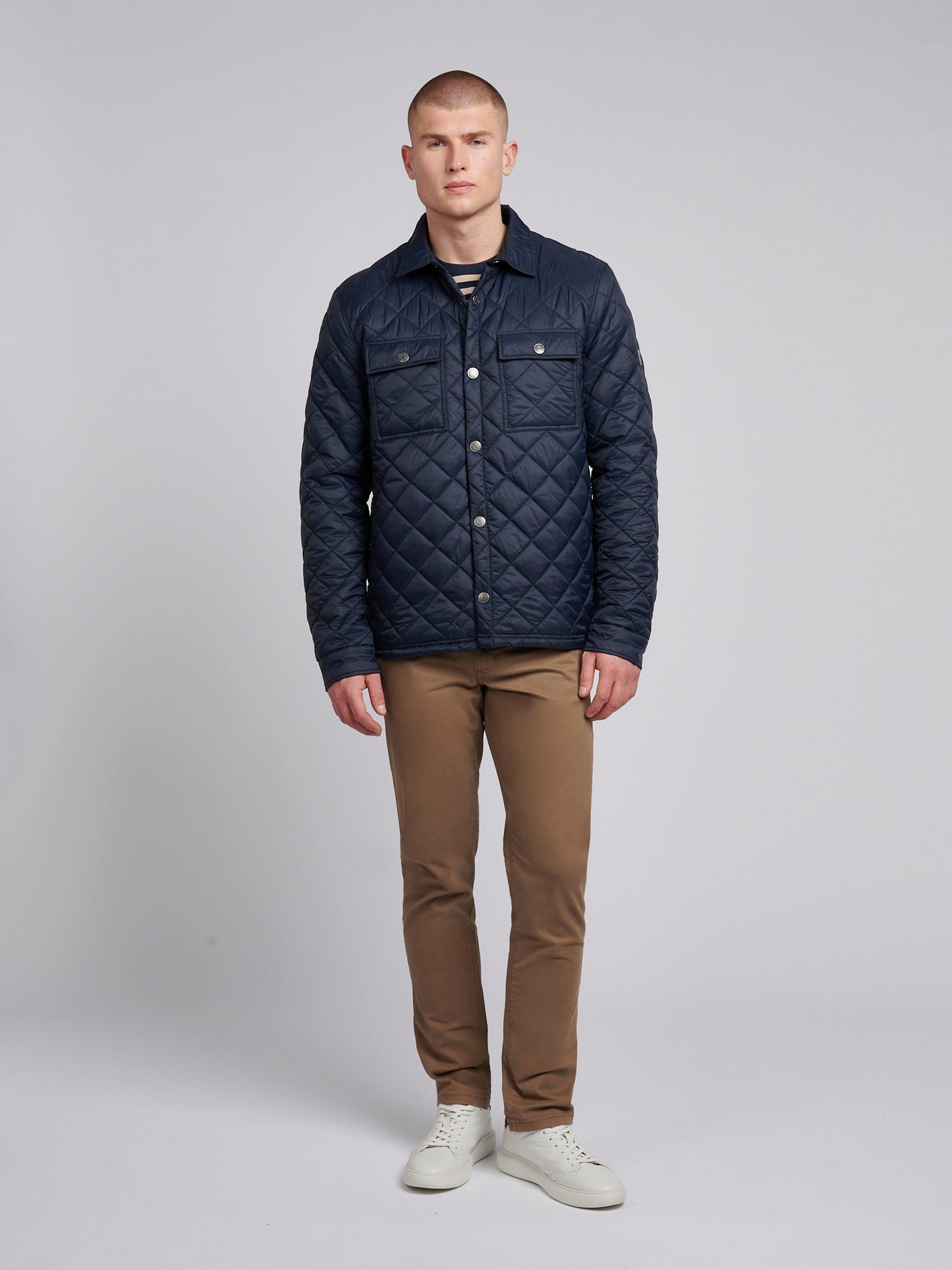 Mens Lightweight Diamond Quilted Jacket in Dark Sapphire Navy