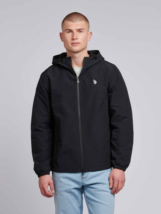 Mens Lightweight Rain Jacket in Black Bright White DHM