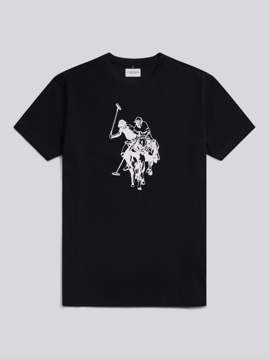 Mens Double Horsemen Graphic T-Shirt in Black