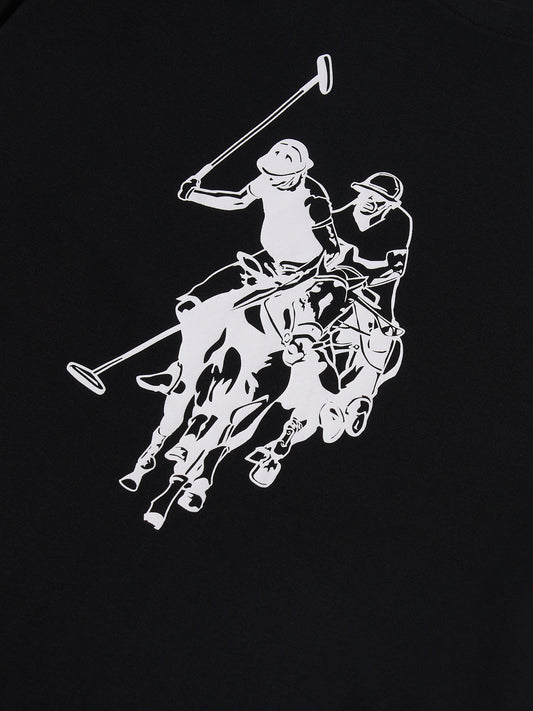 Mens Double Horsemen Graphic T-Shirt in Black
