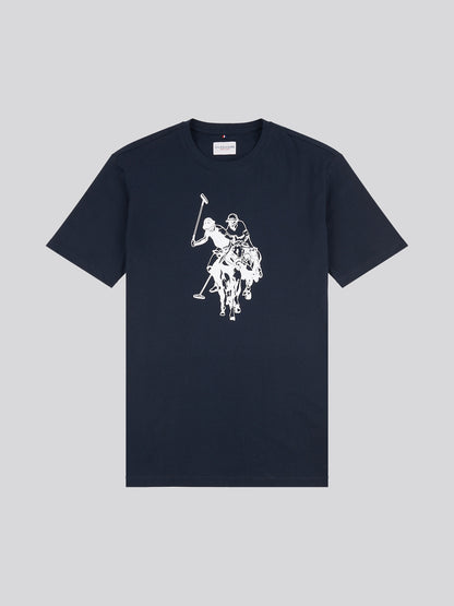 Mens Double Horsemen Graphic T-Shirt in Dark Sapphire Navy
