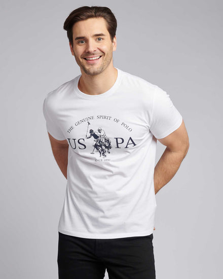 Mens USPA Print Graphic T-Shirt in Bright White
