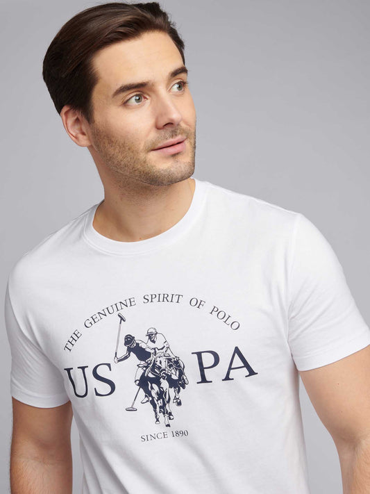 Mens USPA Print Graphic T-Shirt in Bright White