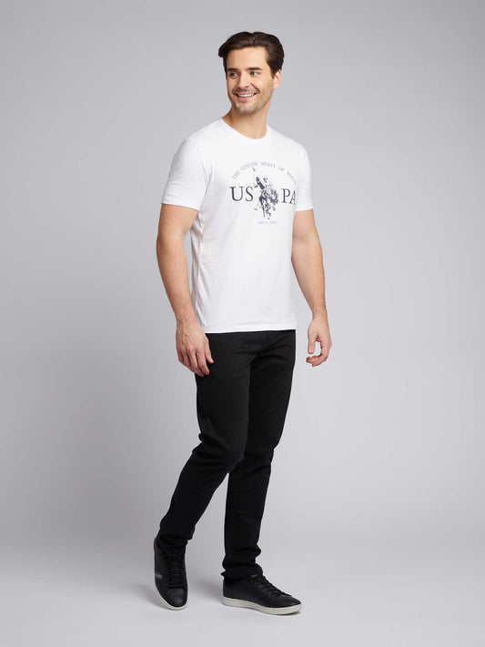 Mens USPA Print Graphic T-Shirt in Bright White