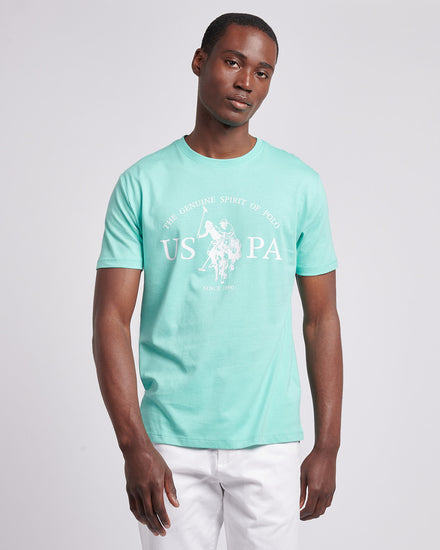 Mens USPA Print Graphic T-Shirt in Pool Blue