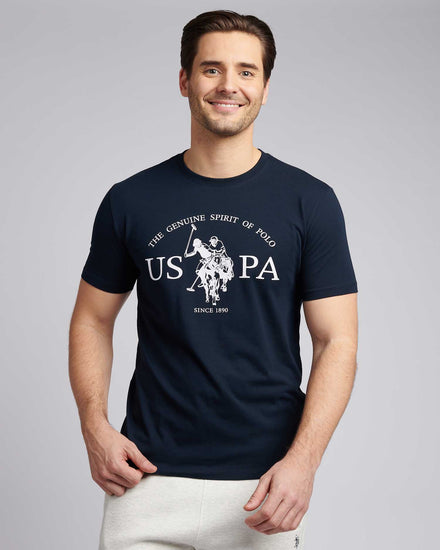 Mens USPA Print Graphic T-Shirt in Dark Sapphire Navy