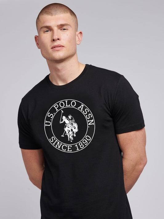 Mens Circle Print T-Shirt in Black