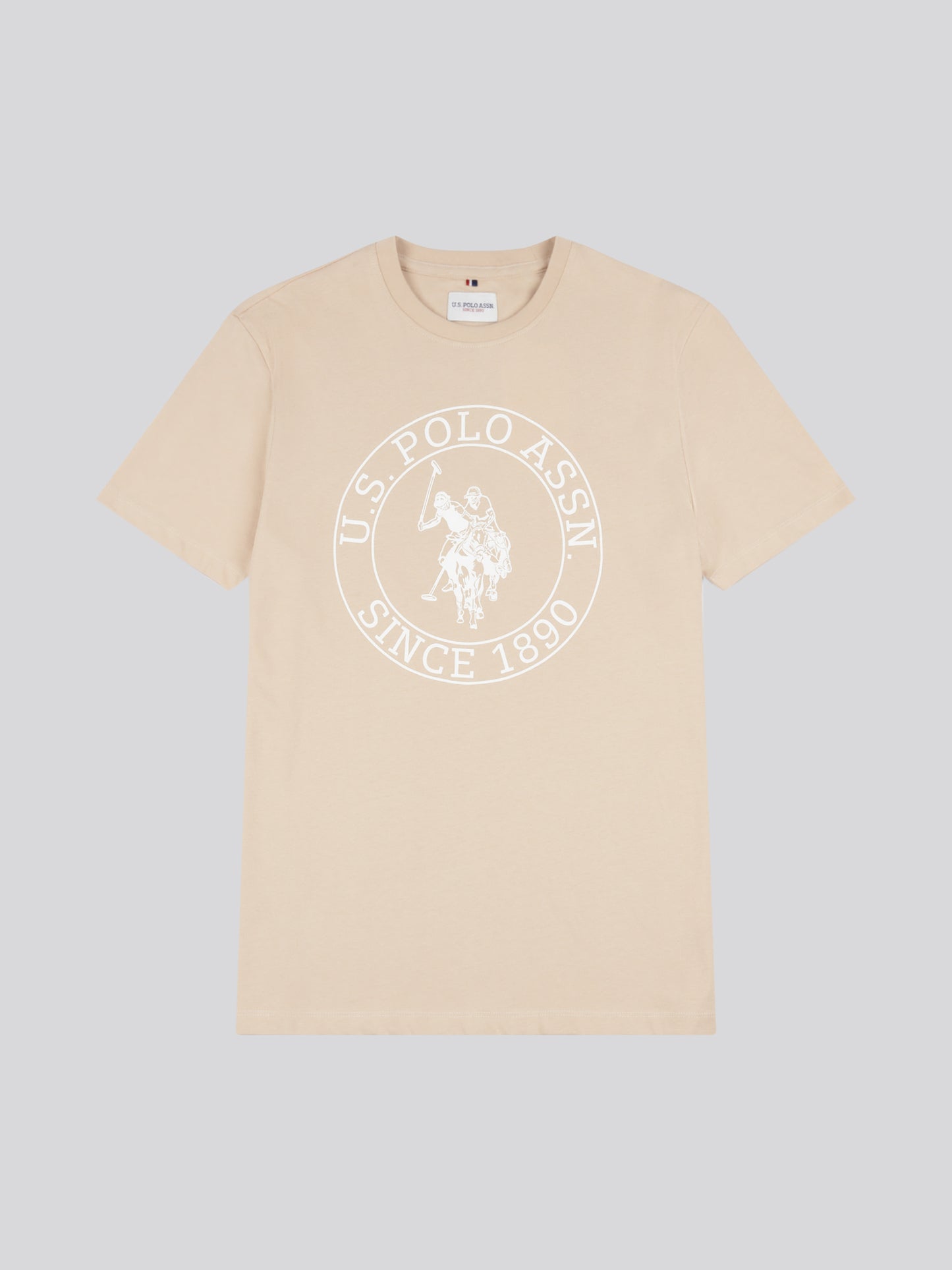 Mens USPA Circle Print T-Shirt in Doeskin