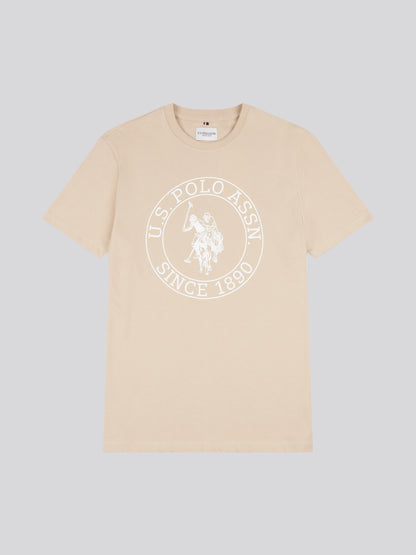 Mens USPA Circle Print T-Shirt in Doeskin
