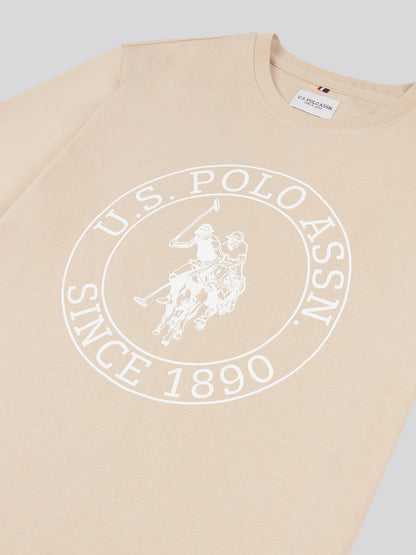 Mens USPA Circle Print T-Shirt in Doeskin