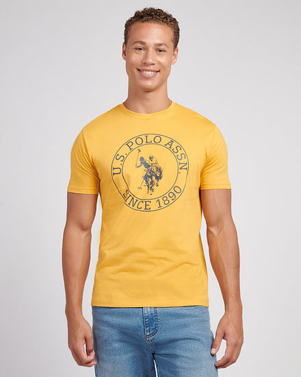 Mens Circle Print T-Shirt in Golden Apricot