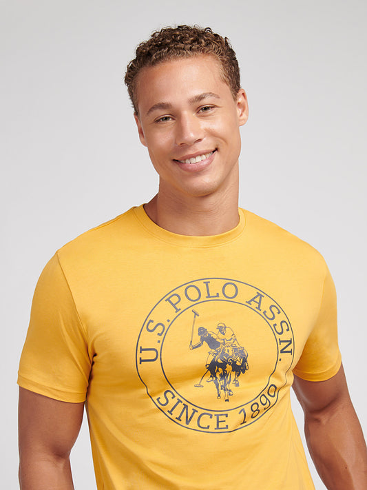 Mens Circle Print T-Shirt in Golden Apricot