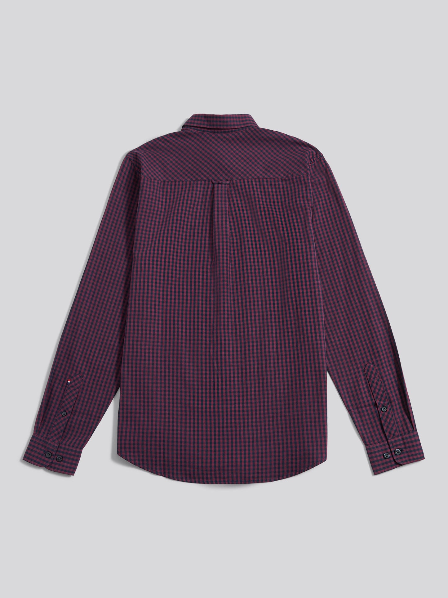 Mens Herringbone Weave Peached Gingham Shirt in Grape Wine