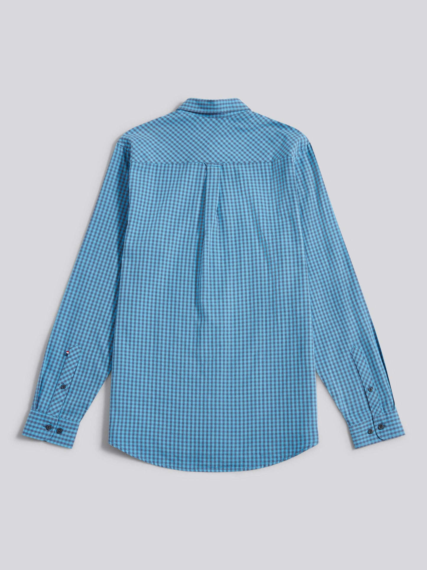 Mens Herringbone Weave Peached Gingham Shirt in Heritage Blue