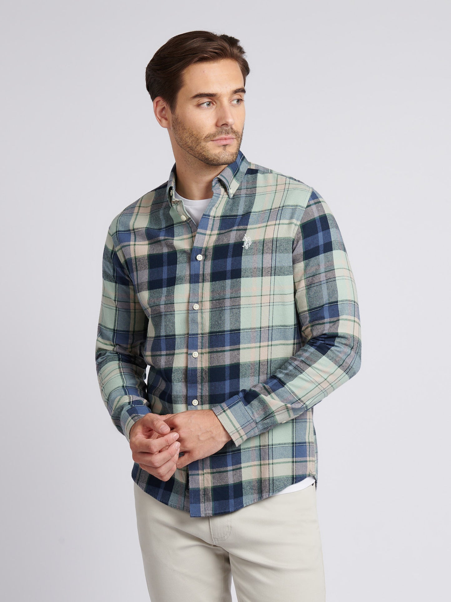 Mens Checked Buttondown Shirt in Vintage Indigo