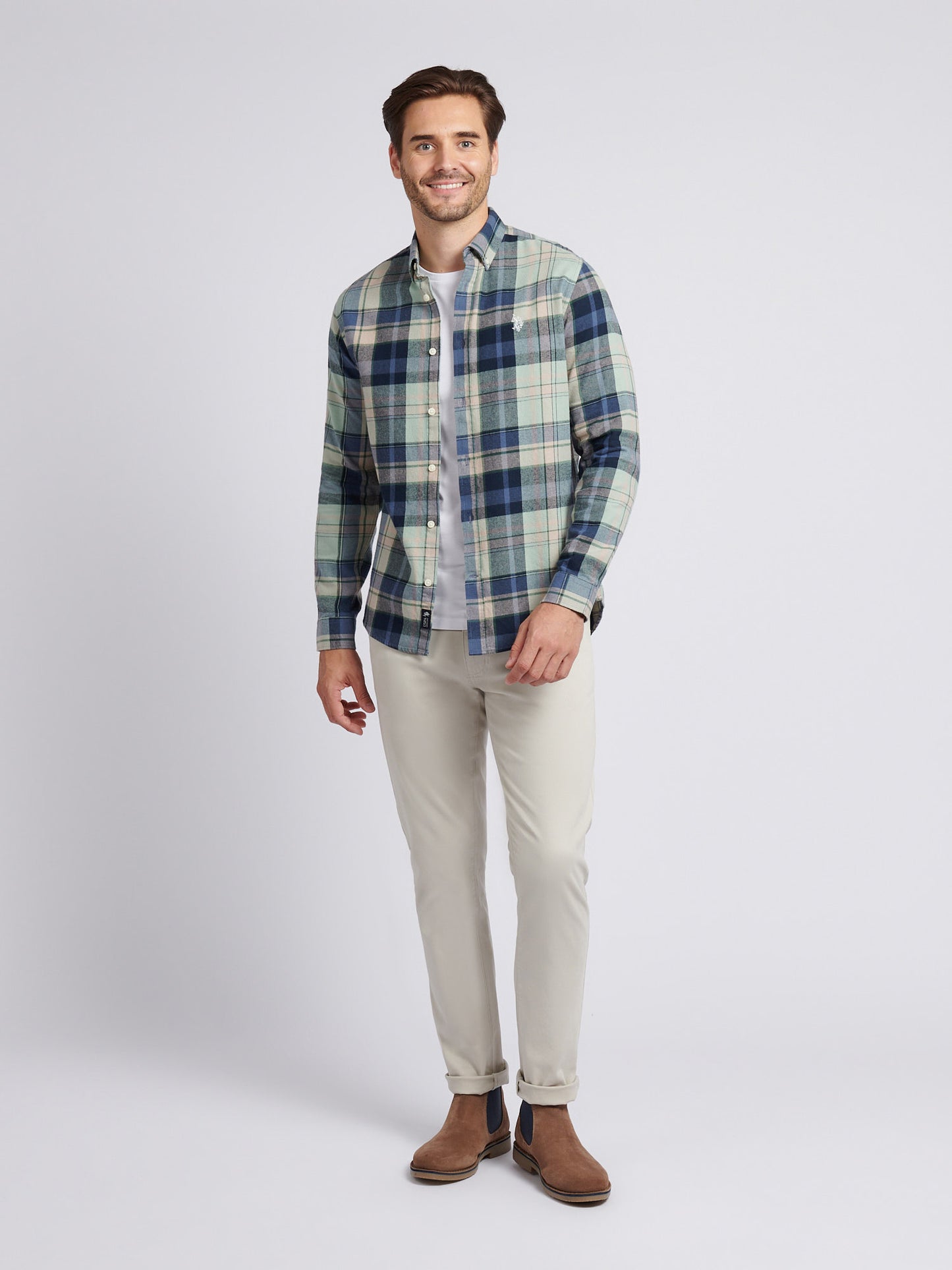 Mens Checked Buttondown Shirt in Vintage Indigo