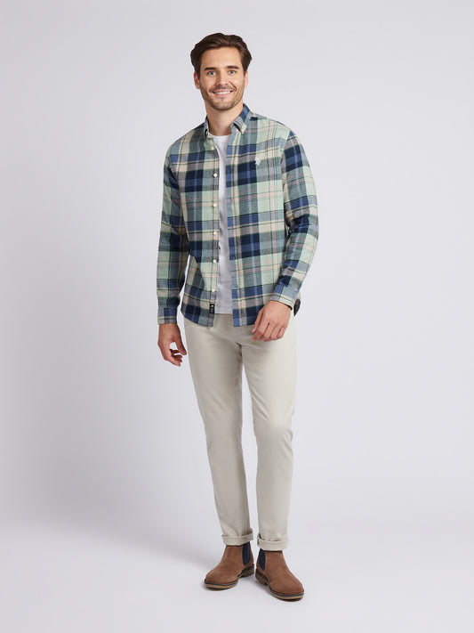 Mens Checked Buttondown Shirt in Vintage Indigo