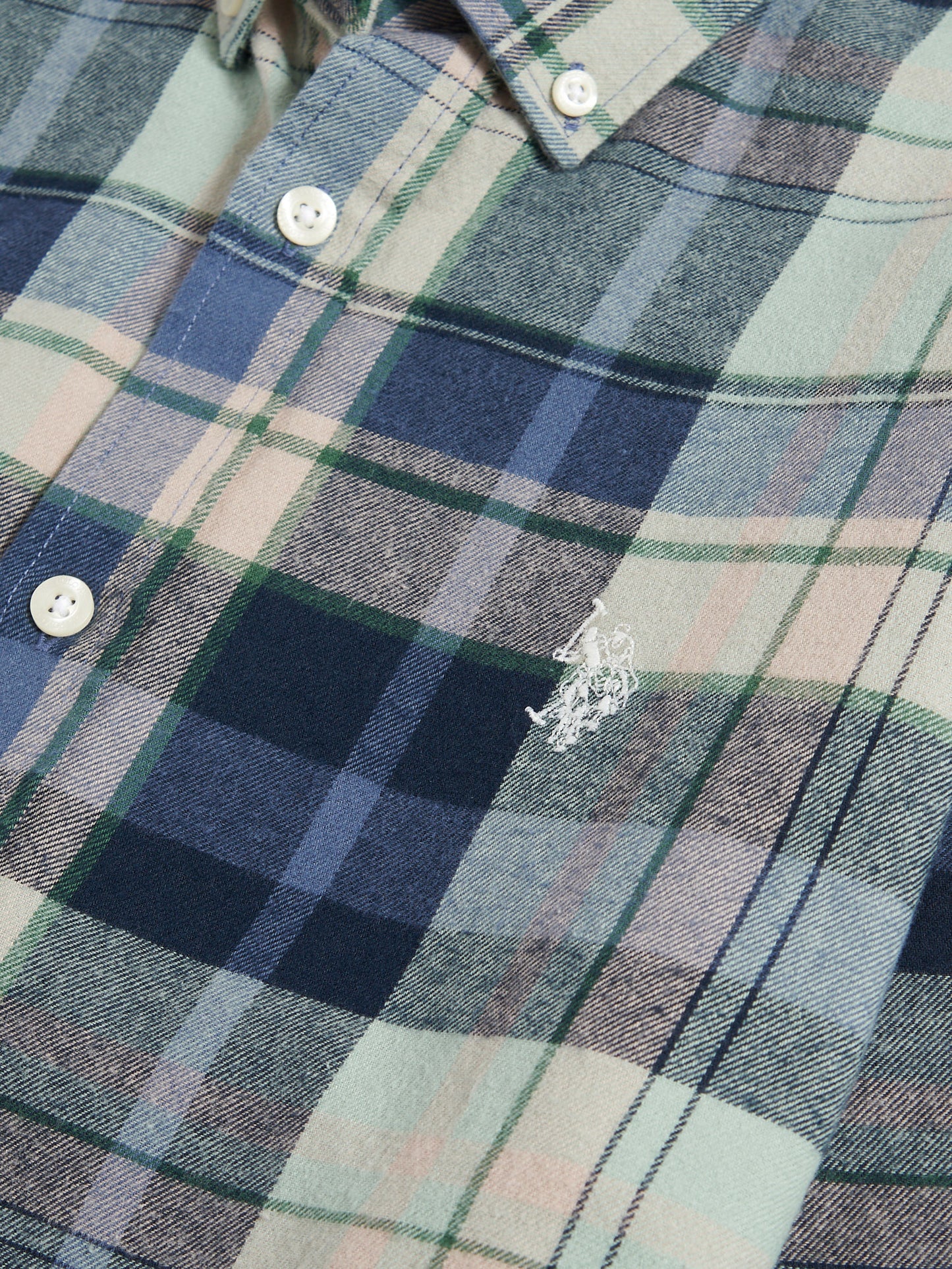 Mens Checked Buttondown Shirt in Vintage Indigo