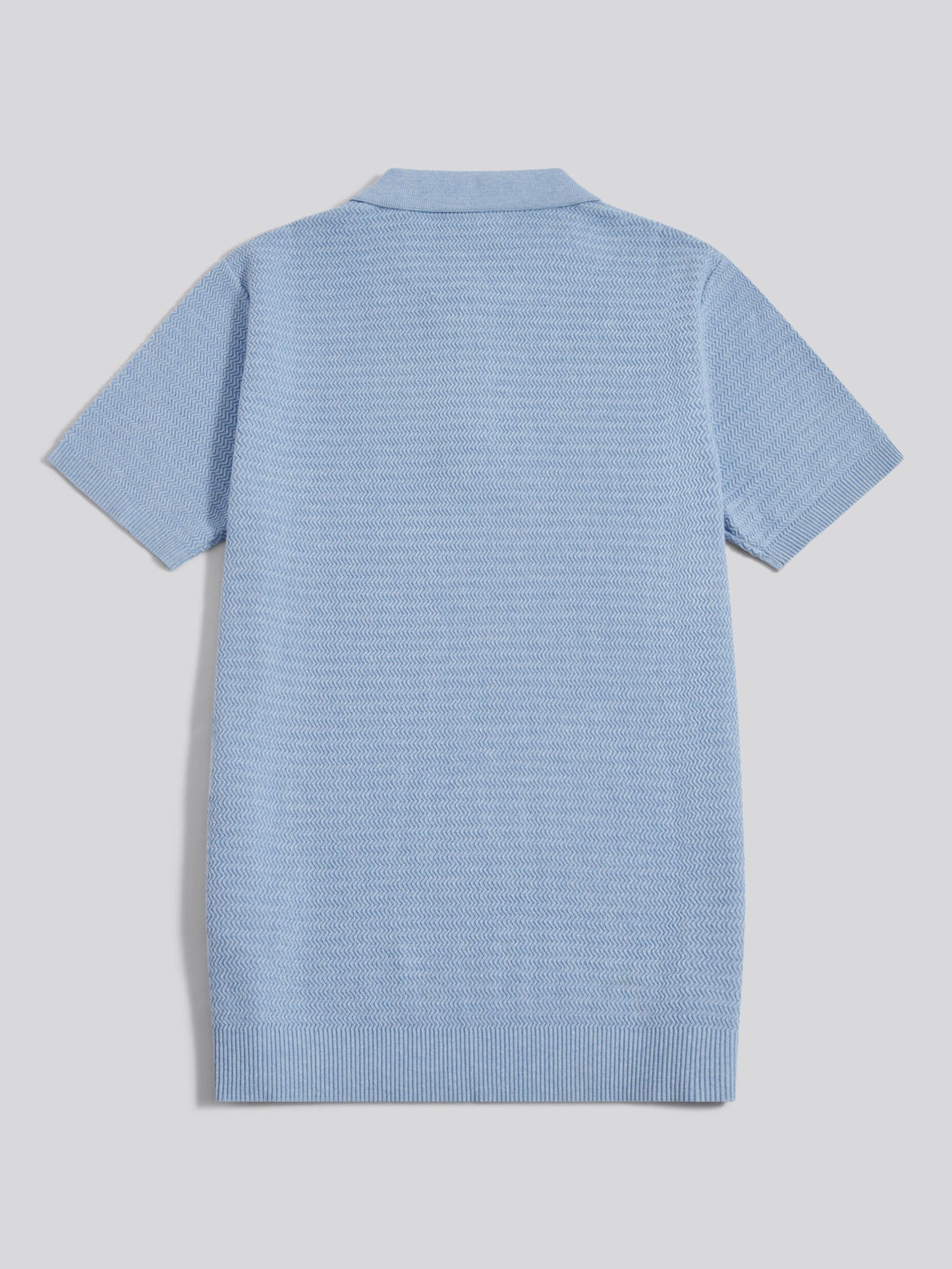 Herringbone Texture Knit SS Polo Parisian Blue Marl