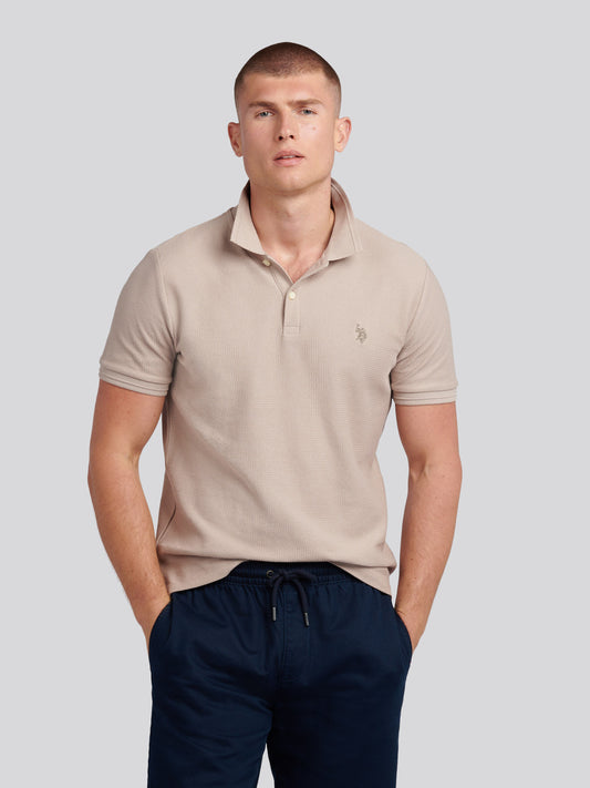 Mens Herringbone Texture Polo Shirt in Atmosphere