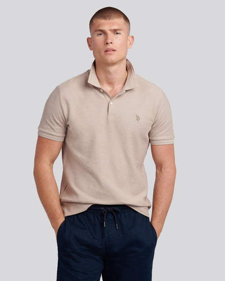 Mens Herringbone Texture Polo Shirt in Atmosphere