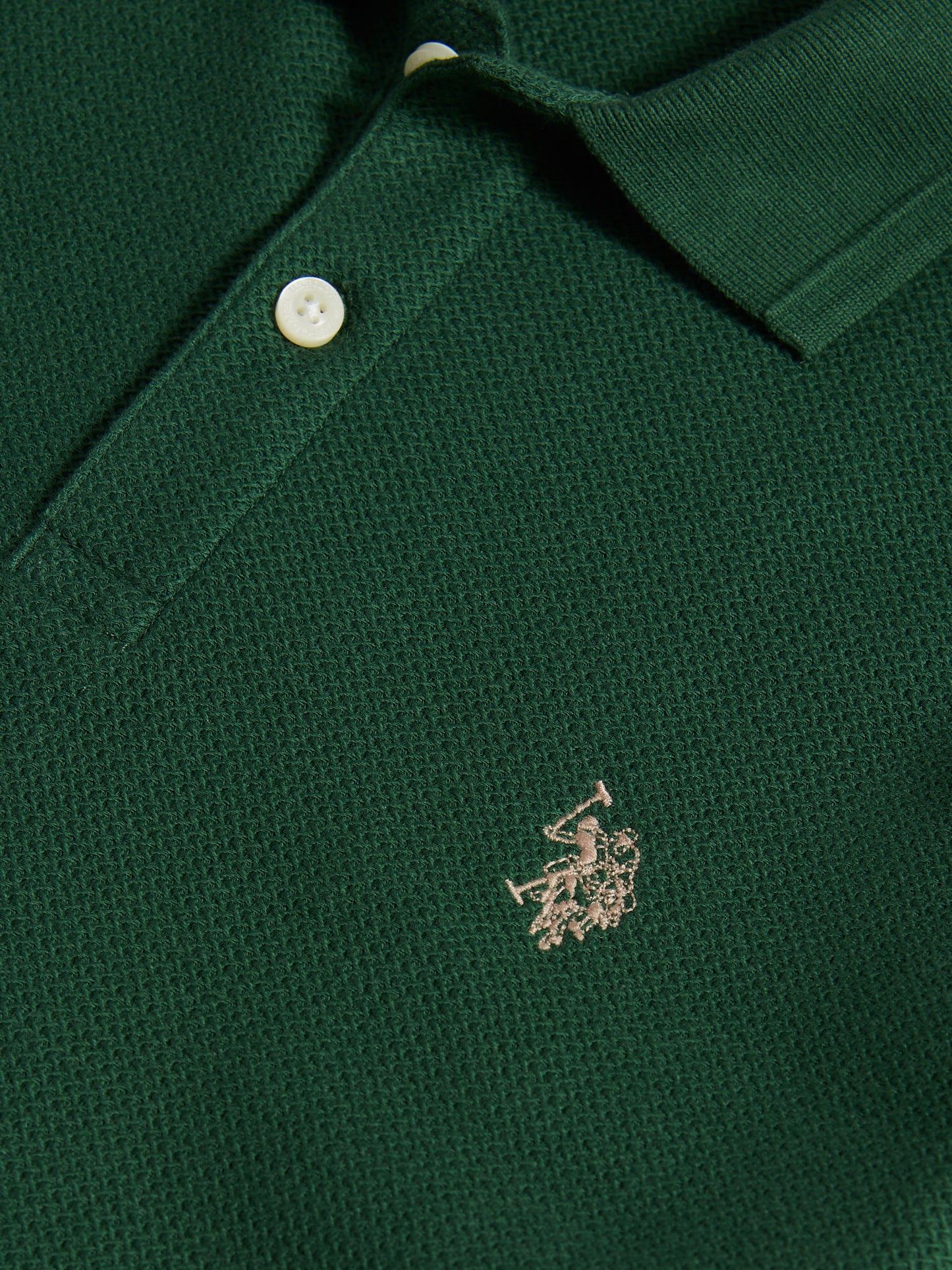 Mens Herringbone Texture Polo Shirt in Pineneedle