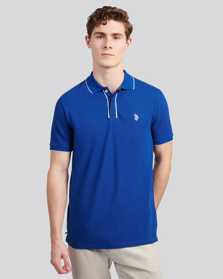 Mens Piped Polo Shirt in Sodalite Blue