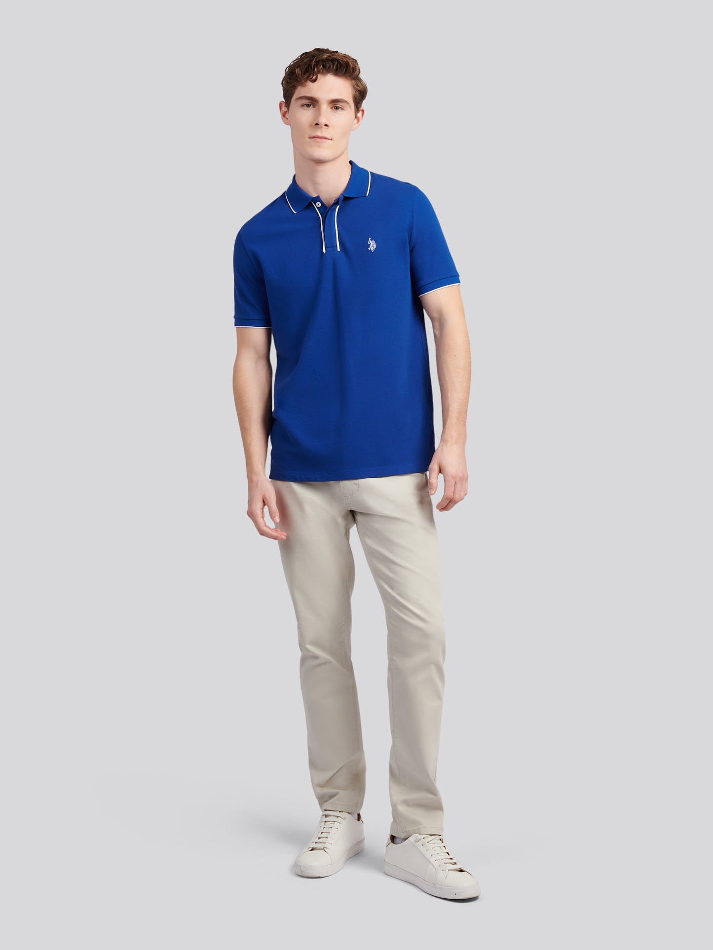 Mens Piped Polo Shirt in Sodalite Blue