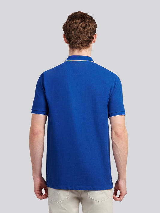 Mens Piped Polo Shirt in Sodalite Blue