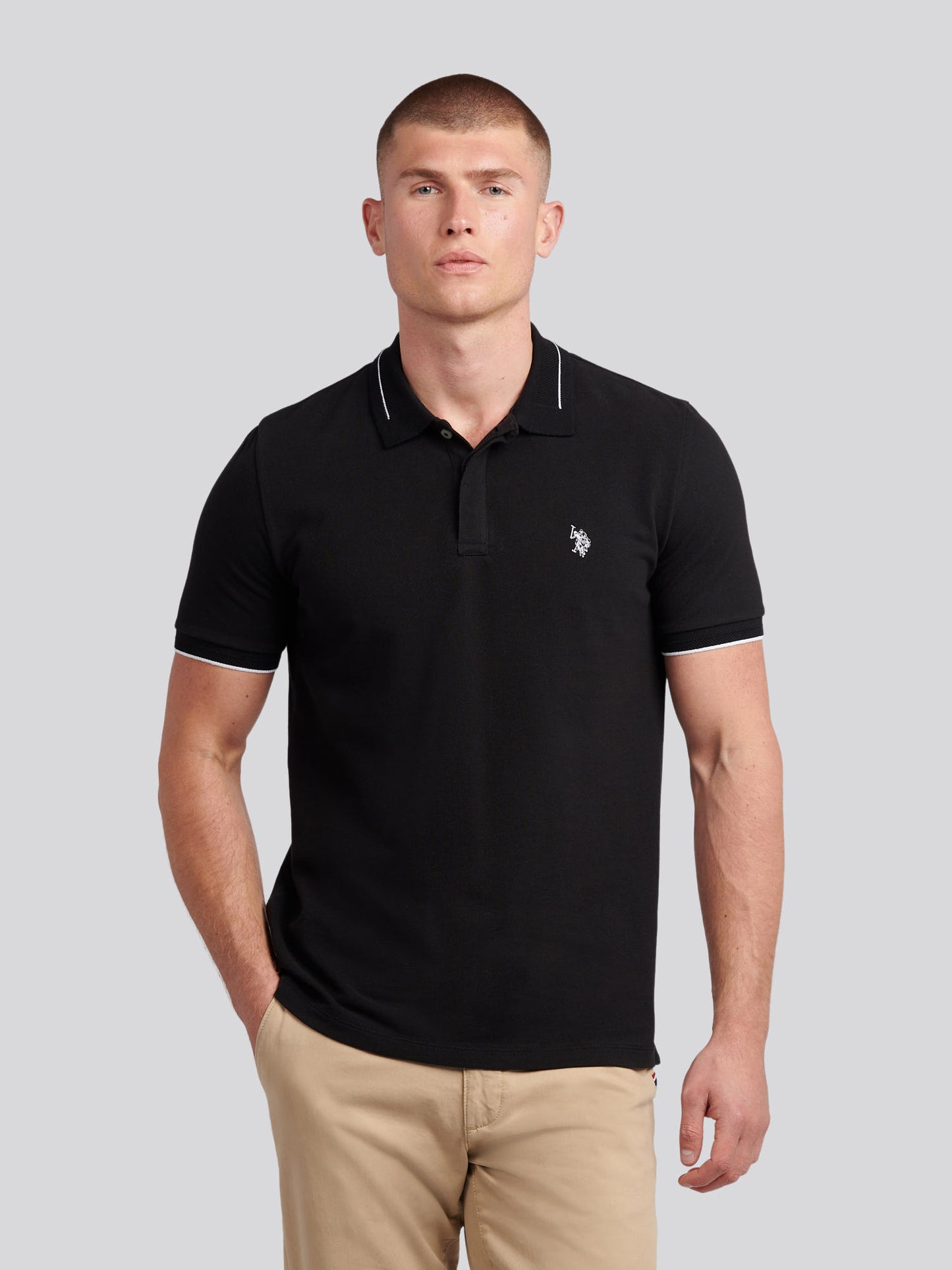 Mens Smart Pique Polo Shirt in Black