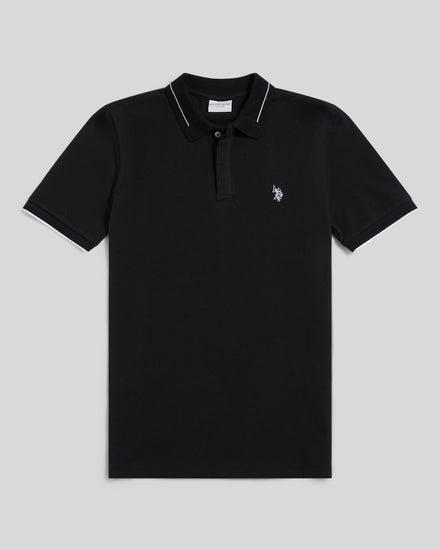 Mens Smart Pique Polo Shirt in Black