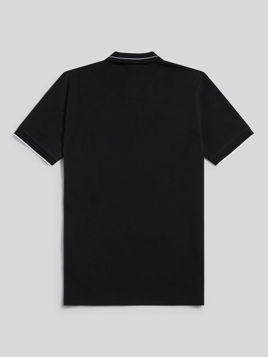 Mens Smart Pique Polo Shirt in Black