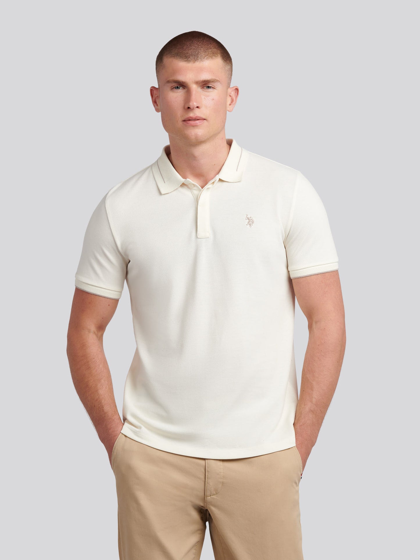 Mens Smart Pique Polo Shirt in Whisper White