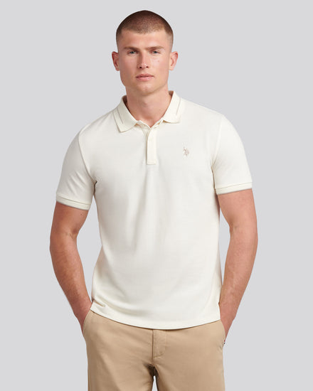 Mens Smart Pique Polo Shirt in Whisper White