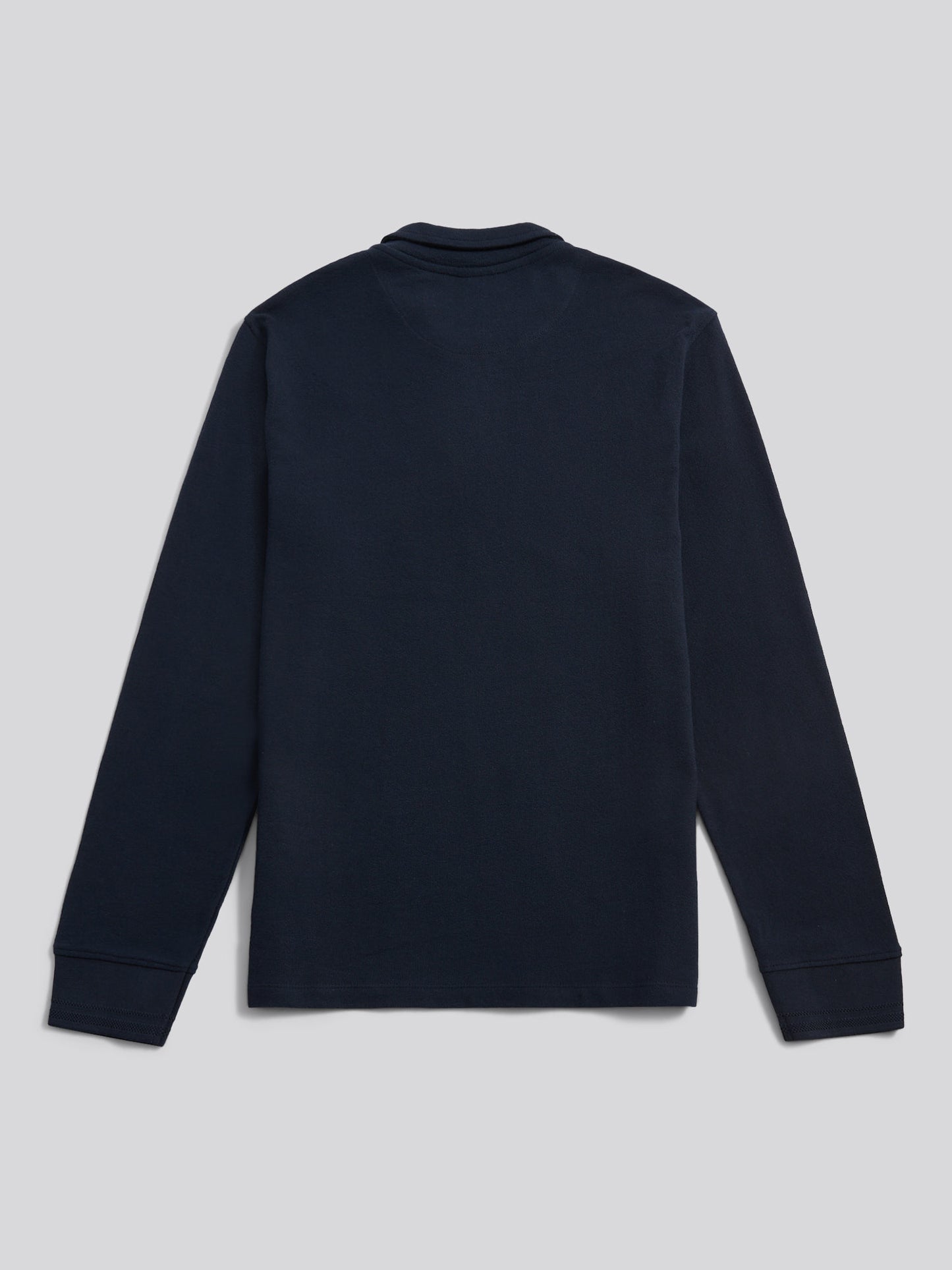 Mens Flat Pile Long Sleeve Polo Shirt in Dark Sapphire Navy / Moonlight Blue DHM