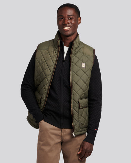 Mens Quilted Country Gilet in Forest Night