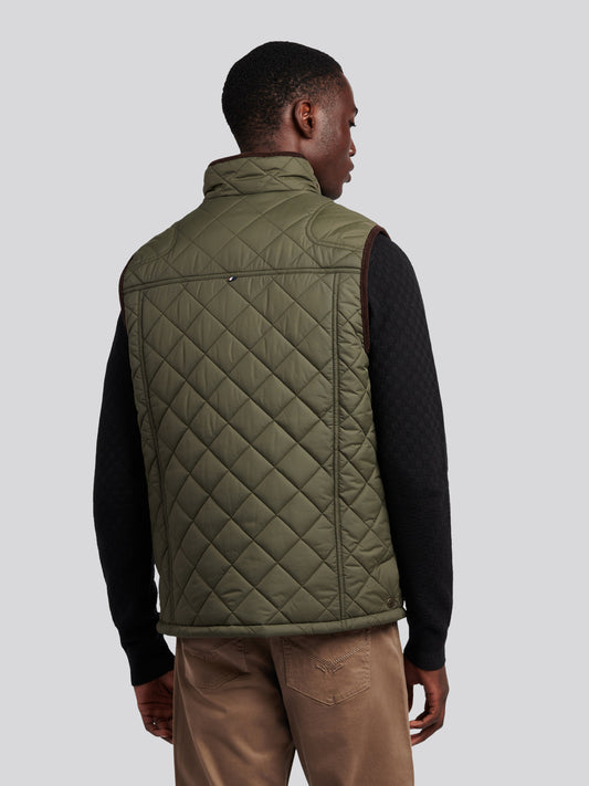Mens Quilted Country Gilet in Forest Night