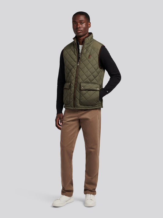 Mens Quilted Country Gilet in Forest Night