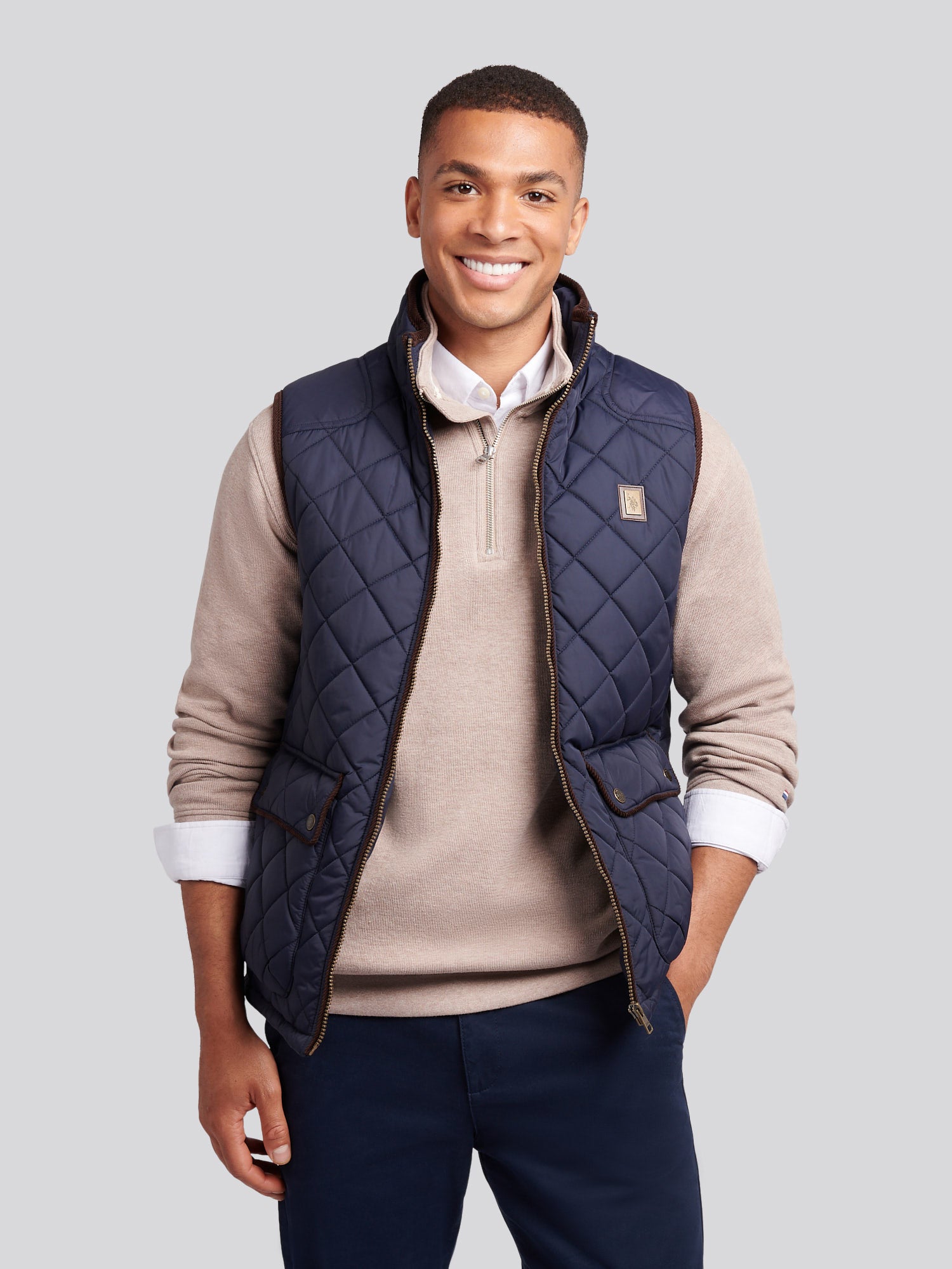 U.S. Polo Assn. Men's Quilted Country Gilet in Dark Sapphire Navy – front view