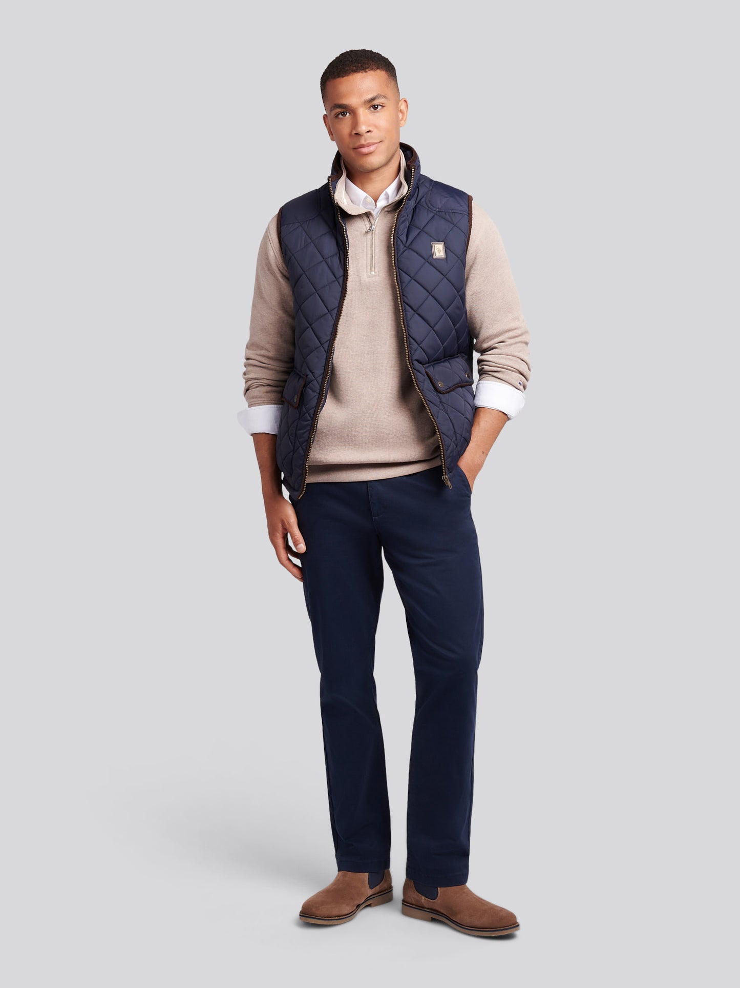 Men's Quilted Country Gilet in Dark Sapphire Navy – side view