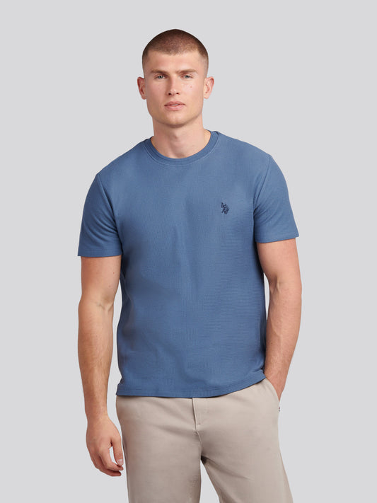 Mens Herringbone Texture T-Shirt in Vintage Indigo