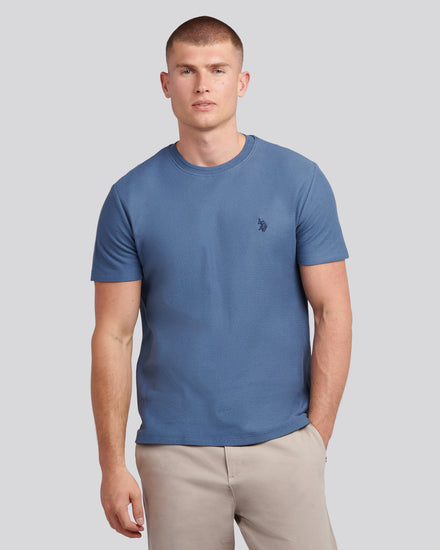 Mens Herringbone Texture T-Shirt in Vintage Indigo