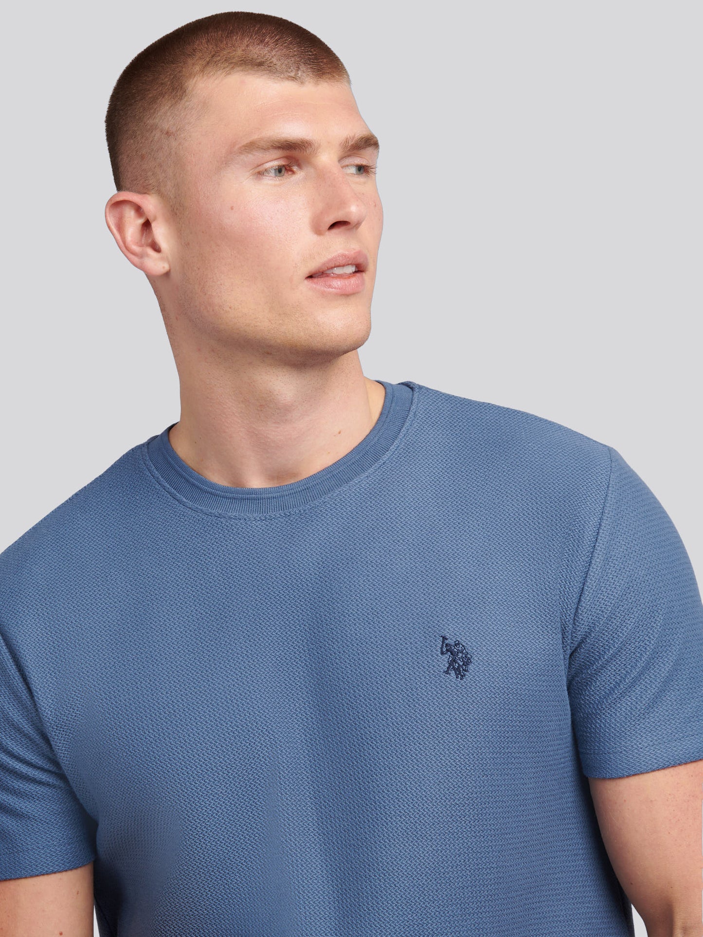 Mens Herringbone Texture T-Shirt in Vintage Indigo