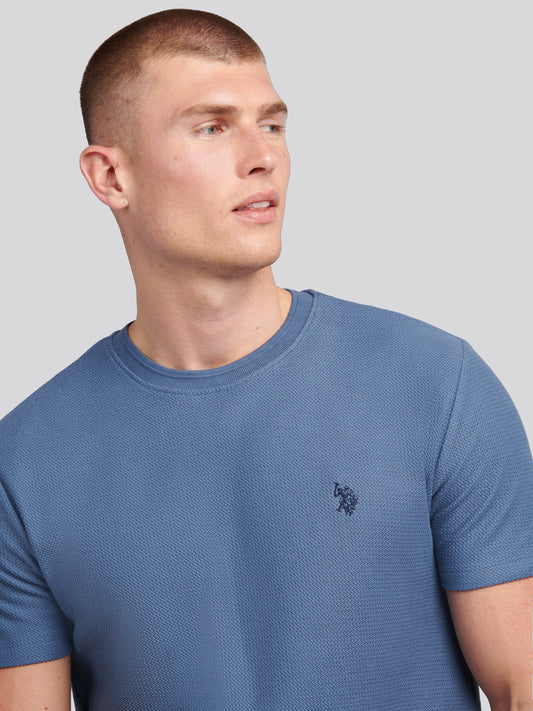 Mens Herringbone Texture T-Shirt in Vintage Indigo