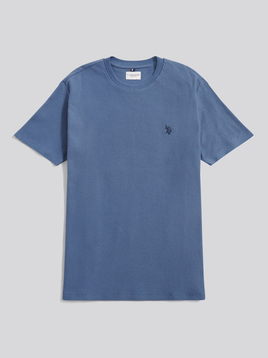 Mens Herringbone Texture T-Shirt in Vintage Indigo