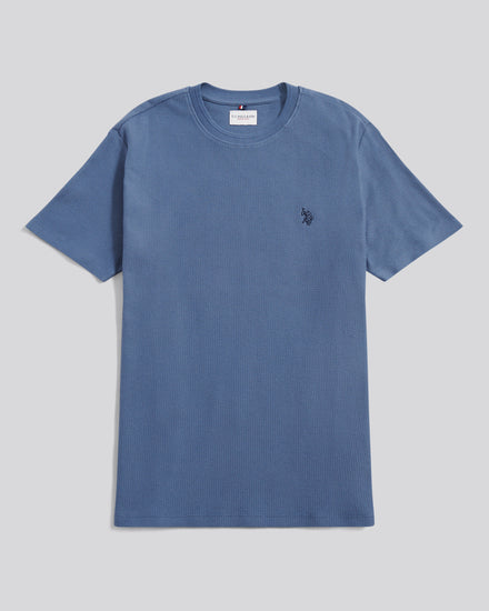 Mens Herringbone Texture T-Shirt in Vintage Indigo