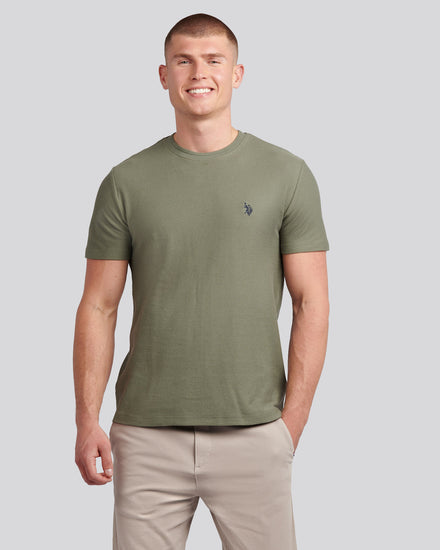 Mens Herringbone Texture T-Shirt in Mulled Basil